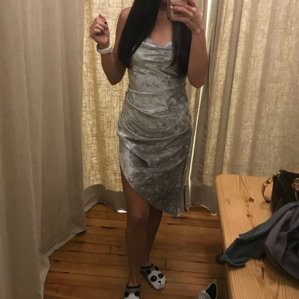Elegant Asymmetrical Silver Dress